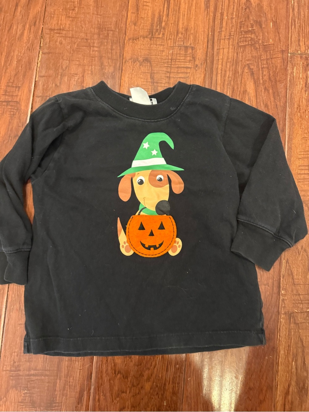 Kids Black Halloween Witch Dog Costume Shirt